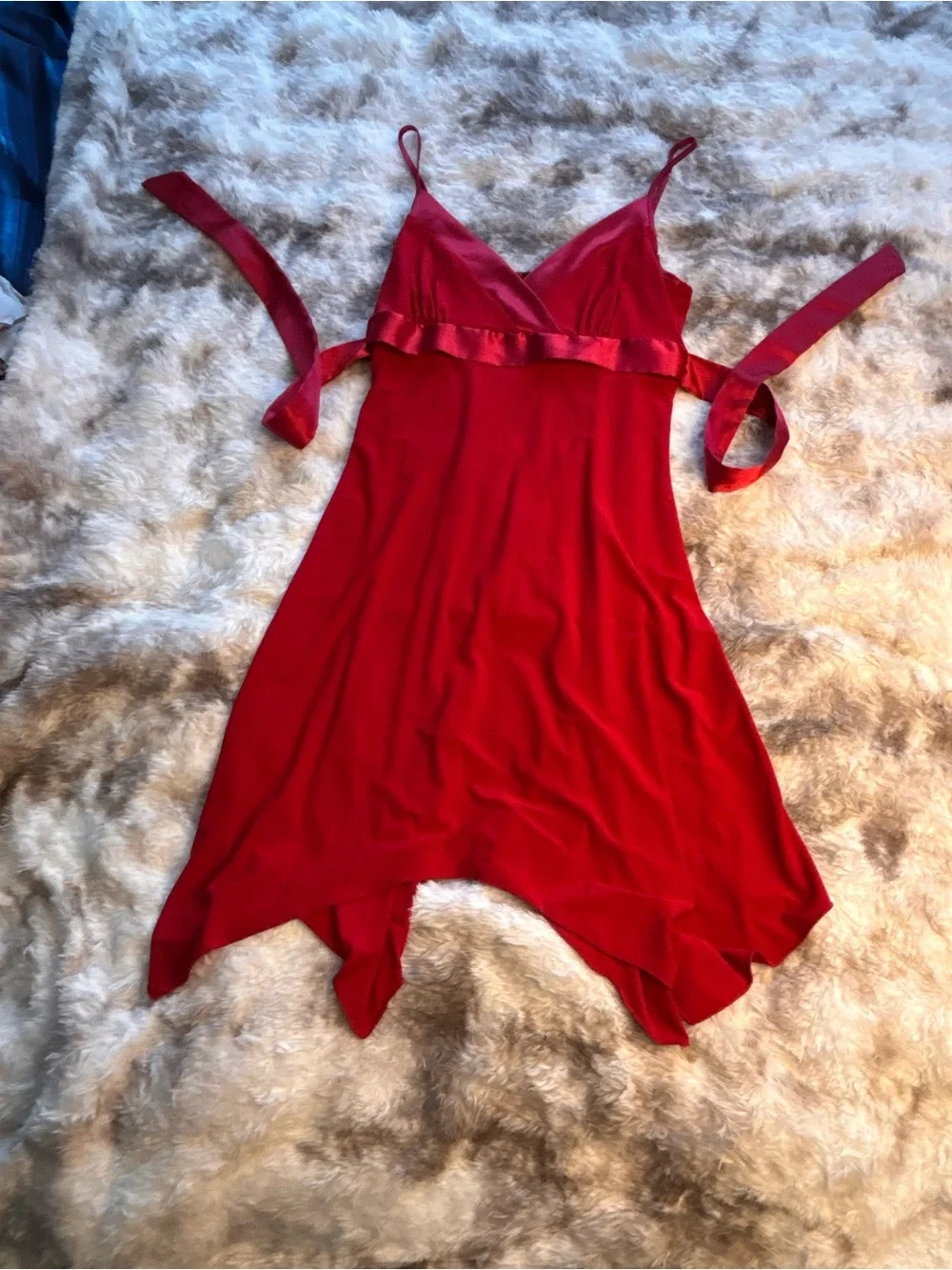 Vintage Y2K Wet Seal Red Satin-Trim Slip Dress